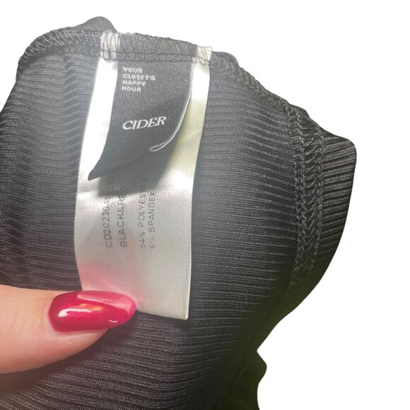 Cider Black Ruched Square Neck Tank Top - Picture 3 of 6